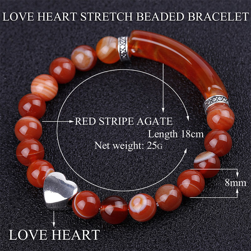 KarmaRipple's Authentic Gemstone Beadwork Unisex Heart Bracelet ( p16