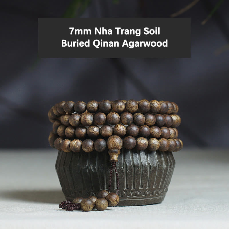 KarmaRipple's 108 Mala Beadwork Nha Trang Soil Buried Qinan Agarwood Balance Strength Bracelet p25