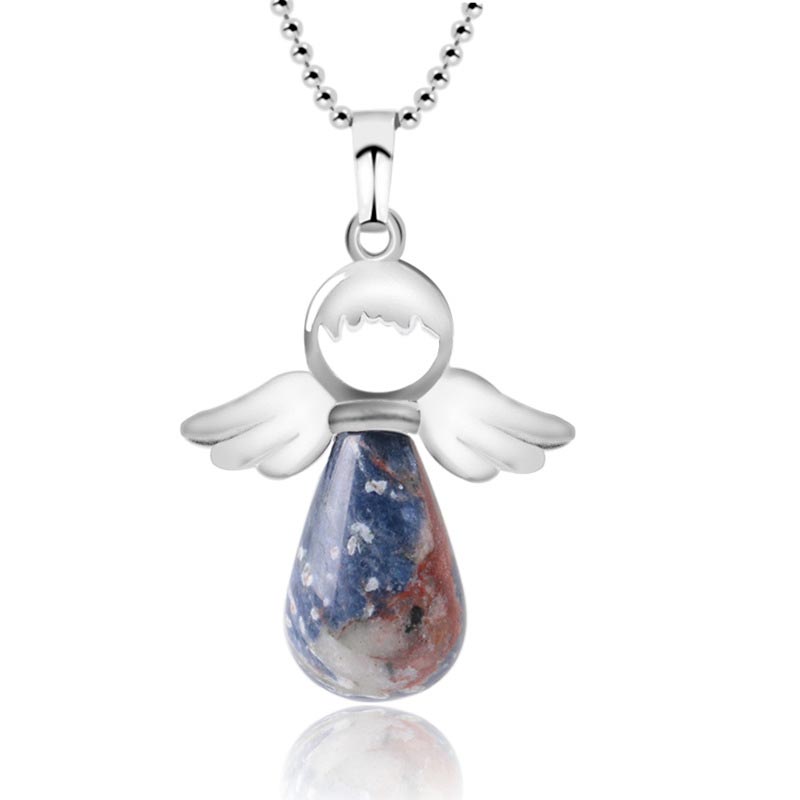 KarmaRipple's Little Angel Wings Authentic Gemstone Fortune Pendant Necklace p36