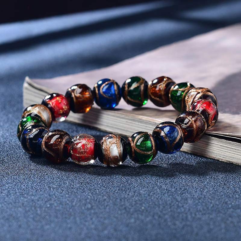 KarmaRipple's Colorful Liuli Glass Bead Fortune Bracelet p1