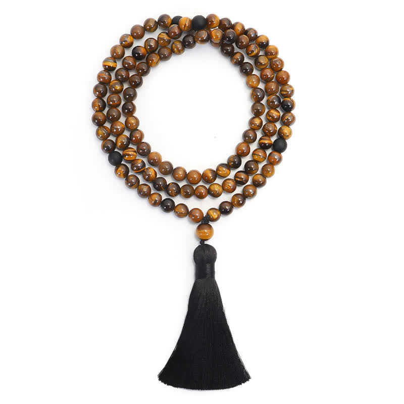 KarmaRipple's 108 Beadwork Mala Tiger Eye Protection Tassel Bracelet p2