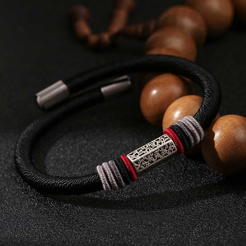 KarmaRipple's 925 Sterling Silver Om Mani Padme Hum Peace Red String Bracelet p2