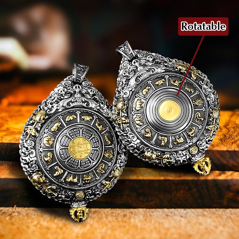 KarmaRipple's Chinese Zodiac Natal Buddha Thangka Nine Palaces Eight Diagrams Wealth Rotatable Pendant Necklace p12