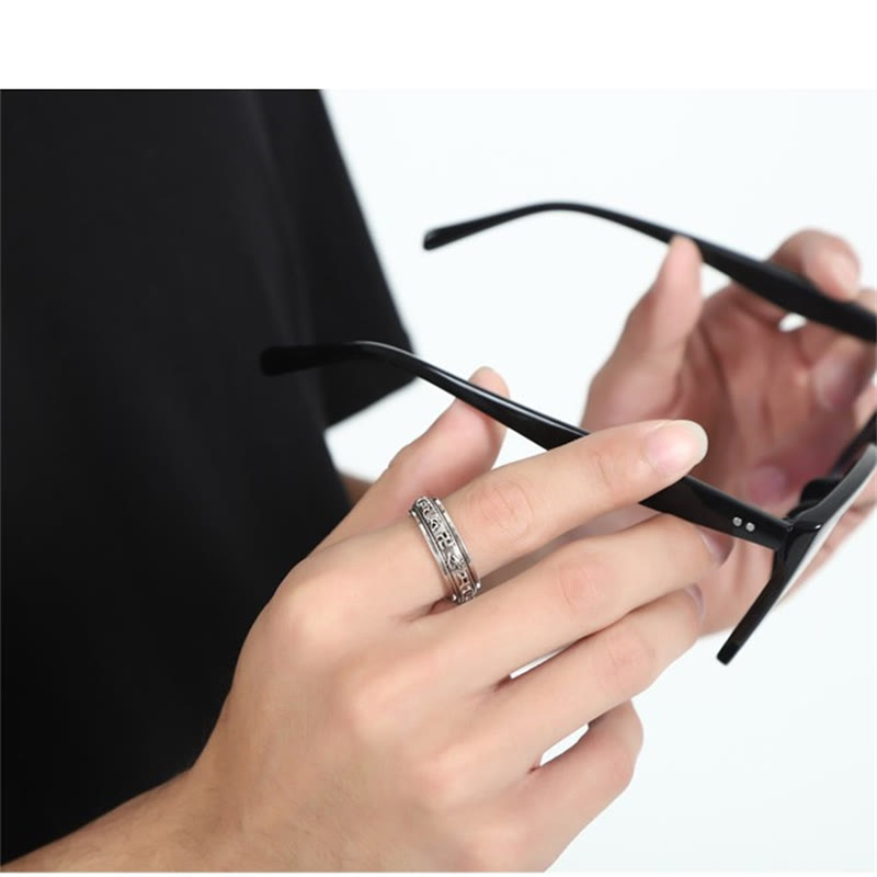 KarmaRipple's Tibetan Om Mani Padme Hum PiXiu Engraved Wealth Fortune Rotatable Ring p9