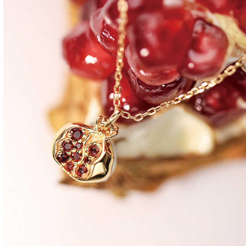 KarmaRipple's 925 Sterling Silver 18k Gold Plated Pomegranate Garnet Gemstone'ssion Talisman Pendant Necklace p2