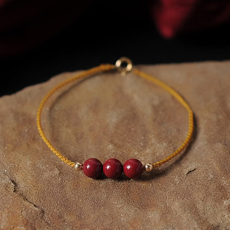 KarmaRipple's 14K Gold Plated Authentic Cinnabar Blessing String Woven Bracelet p12