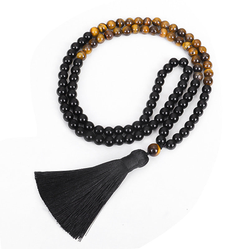 KarmaRipple's Tibetan Black Onyx Tiger Eye Protection Pendant Mala Set p7