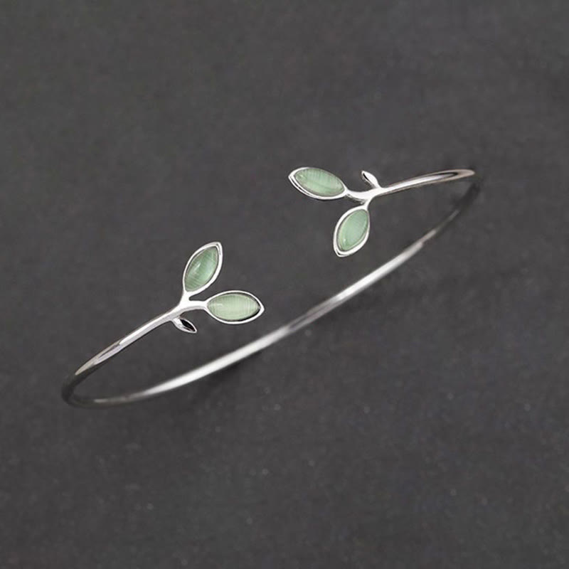 KarmaRipple's Leaf Pattern Cat Eye Support Cuff Bracelet Bangle p8