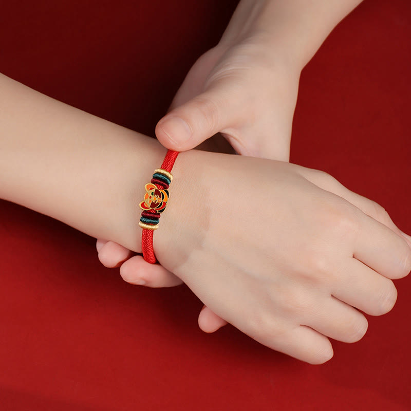 KarmaRipple's Handmade 925 Sterling Silver Year of the Dragon Cute Chinese Zodiac Fortune Woven Red Bracelet p20