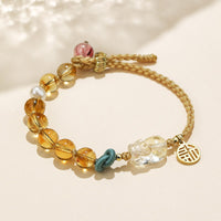 KarmaRipple's Citrine PiXiu Fu Character Prosperity String Woven Bracelet