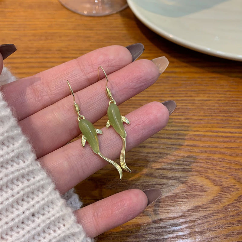 KarmaRipple's Fish Pattern Jade Fortune Dangle Drop Earrings p14