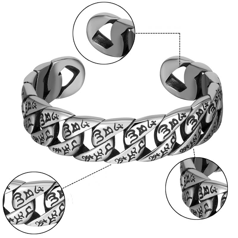 KarmaRipple's Tibetan Om Mani Padme Hum Mantra Titanium Steel Peace Cuf Bangle Bracelet p7