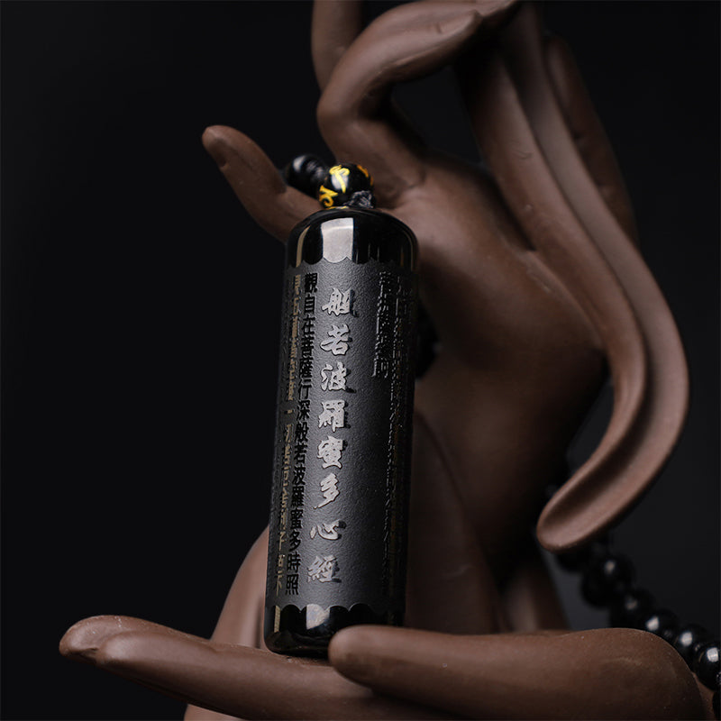 KarmaRipple's Authentic Black Obsidian Heart Sutra Purification Pendant Necklace p6