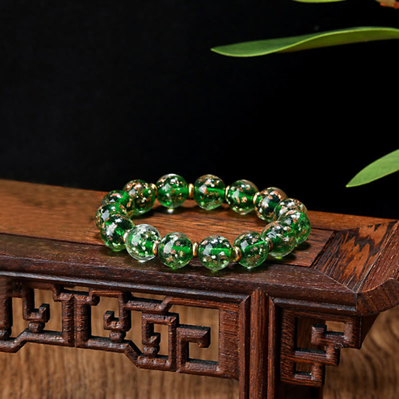 KarmaRipple's Gold Swallowing Beast Family Talisman Luminous Fluorescent Liuli Glass Bead Success Bracelet p49