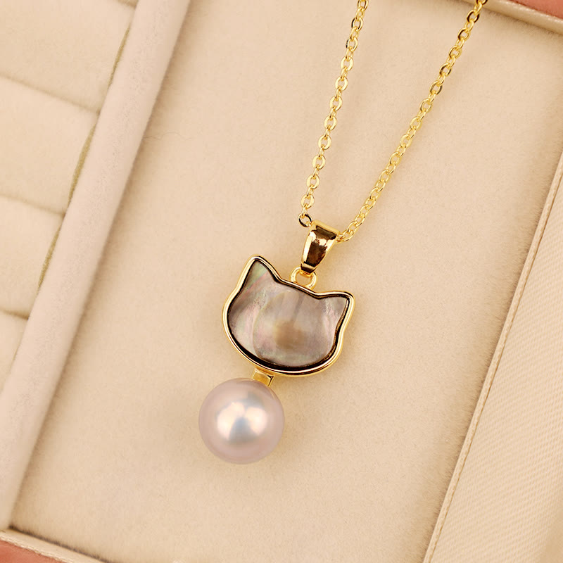 KarmaRipple's Authentic Pearl Bronze Cat Balancing Pendant Necklace Earrings p7