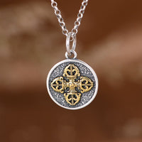 KarmaRipple's 925 Sterling Silver Double Dorje Vajra Blessing Pendant Necklace