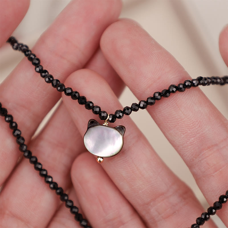 KarmaRipple's Black Spinel Cute Cat Motivate Choker Pendant p8