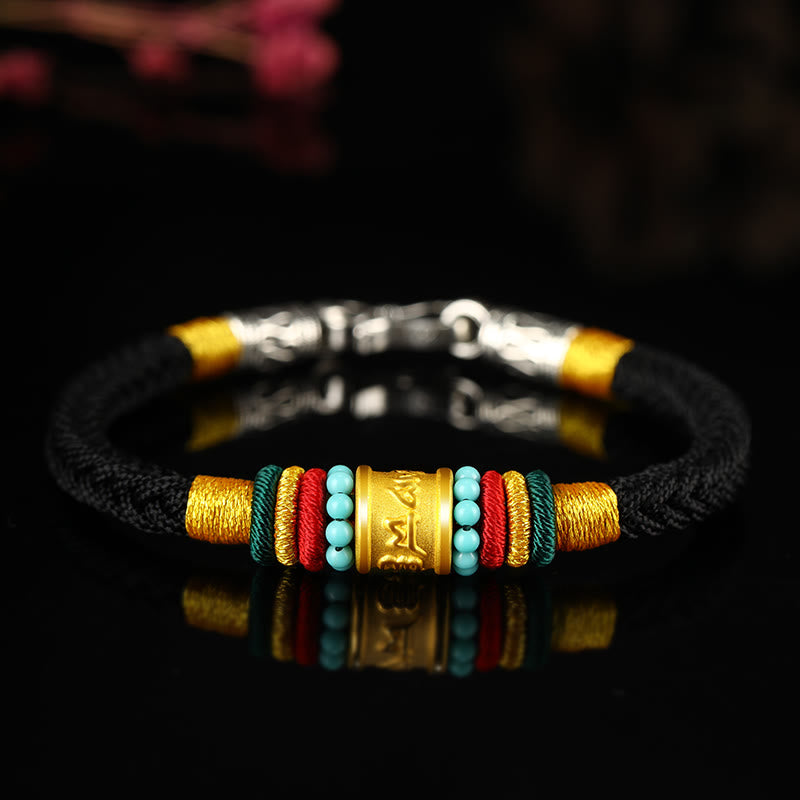 KarmaRipple's Tibet 999 Gold Om Mani Padme Hum Handmade Eight Thread Peace Weave Fortune Bracelet p7