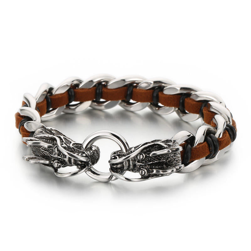 KarmaRipple's Dragon Leather Titanium Steel Protection Fortune Woven Bracelet p20