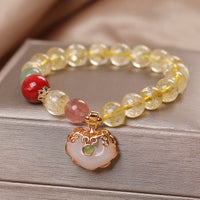 KarmaRipple's Authentic Citrine Ivory Jade Strawberry Quartz Protection Talisman Bracelet