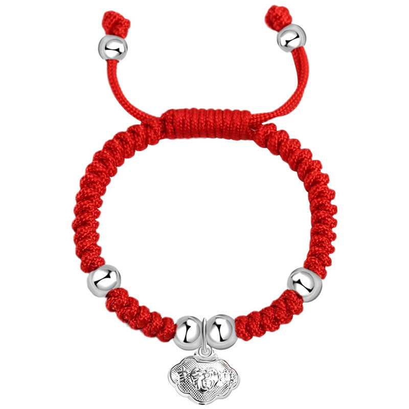 KarmaRipple's 925 Sterling Silver Handmade Fu Character Fortunate Money Bag Chinese Lock Talisman Bell Lotus Bronze Coin King Kong Weave Woven Kids Bracelet p8