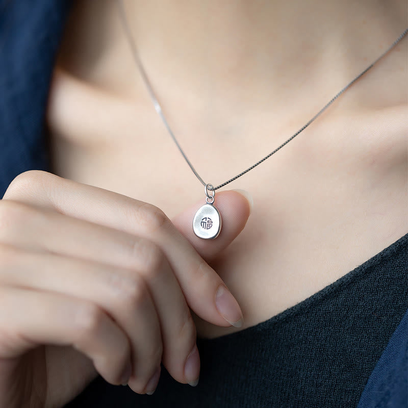 KarmaRipple's 999 Sterling Silver Peace And Joy Fu Character Fortune Fortune 925 Sterling Silver Chain Pendant Necklace p6