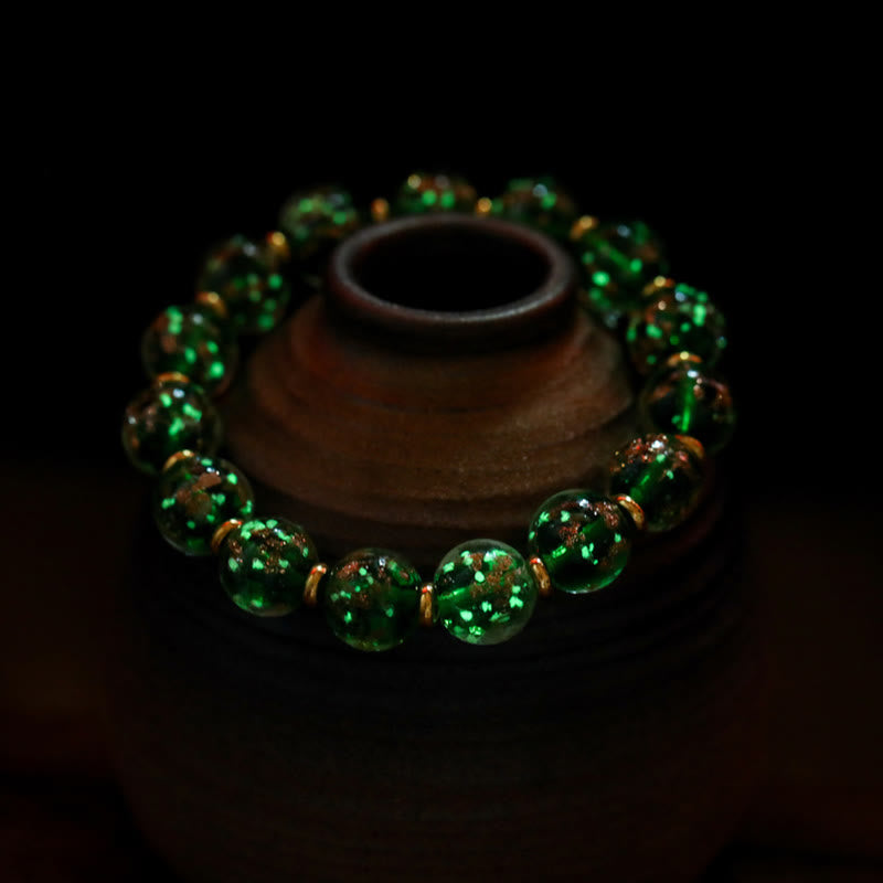 KarmaRipple's Gold Swallowing Beast Family Talisman Luminous Fluorescent Liuli Glass Bead Success Bracelet p23