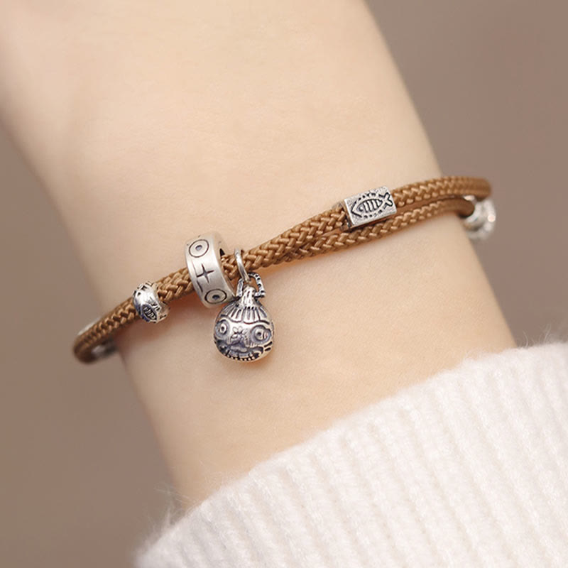 KarmaRipple's 925 Sterling Silver Gold Swallowing Beast Koi Fish Wealth Handcrafted Woven Bracelet p9