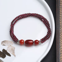 KarmaRipple's Authentic Garnet Red Agate Protection Triple Layer Bracelet