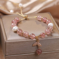 KarmaRipple's Strawberry Quartz Rutilated Quartz Fishtail Talisman Balancing Bracelet