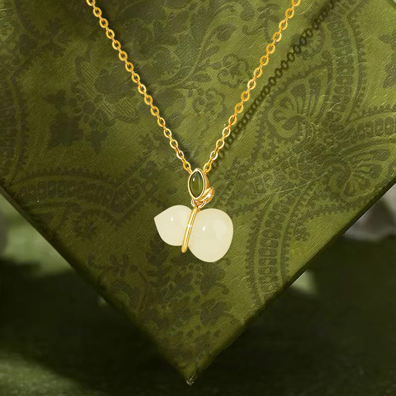 KarmaRipple's 925 Sterling Silver Hetian Jade Gourd Abundance Pendant Necklace p11