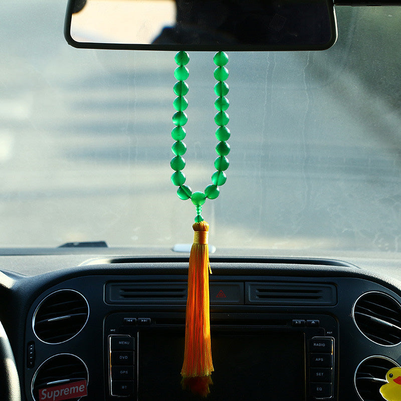 KarmaRipple's Authentic Green Agate Wrist Mala Power Tassels Pocket Mala Car Decoration p4