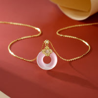 KarmaRipple's 925 Sterling Silver Chalcedony Coin Peace Buckle Positive Pendant Necklace