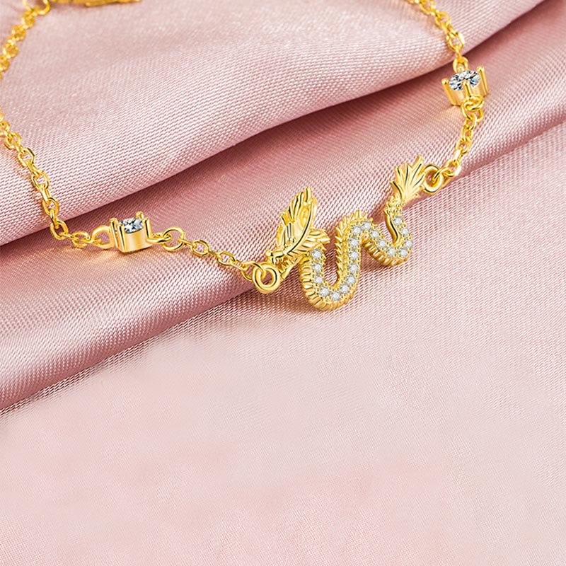 KarmaRipple's 925 Sterling Silver Year Of The Dragon Auspicious Golden Dragon Fortune Red Rope Chain Bracelet p14