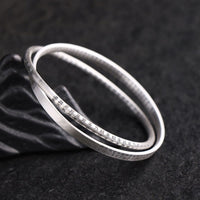 KarmaRipple's 999 Sterling Silver Heart Sutra Carved Protection Bracelet Bangle