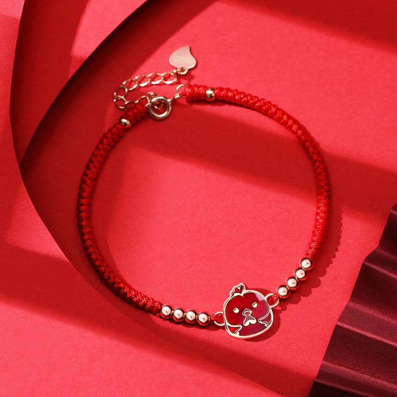 KarmaRipple's 925 Sterling Silver Chinese Zodiac Fortune Faith Discolor Red String Bracelet p37