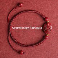 KarmaRipple's Chinese Zodiac Natal Buddha Cinnabar Keep Away Evil Spirits Rope Bracelet