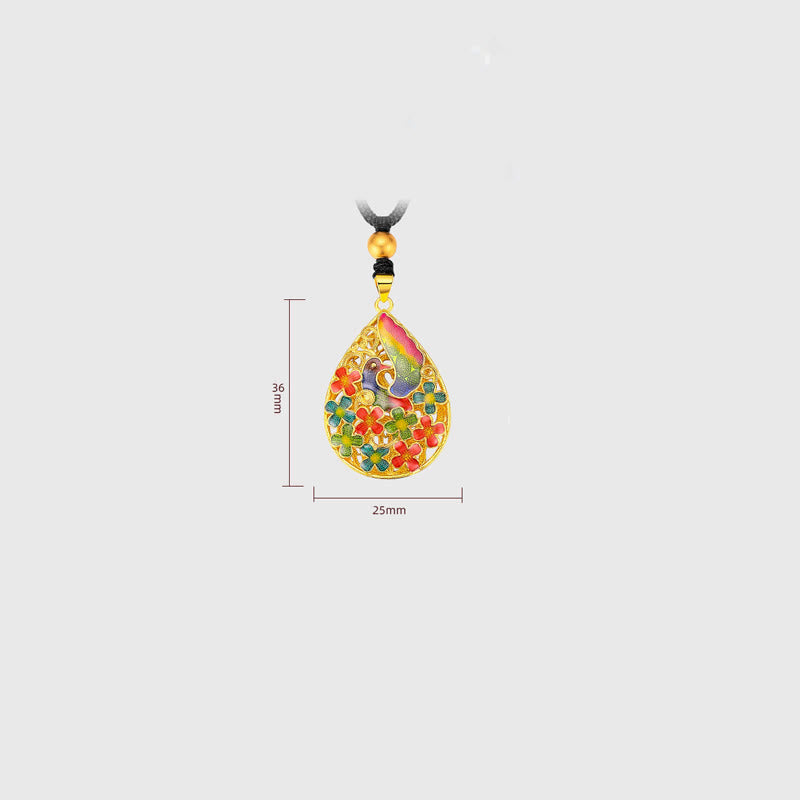 KarmaRipple's Colorful Phoenix Flower Fortune Strength Pendant Necklace p7