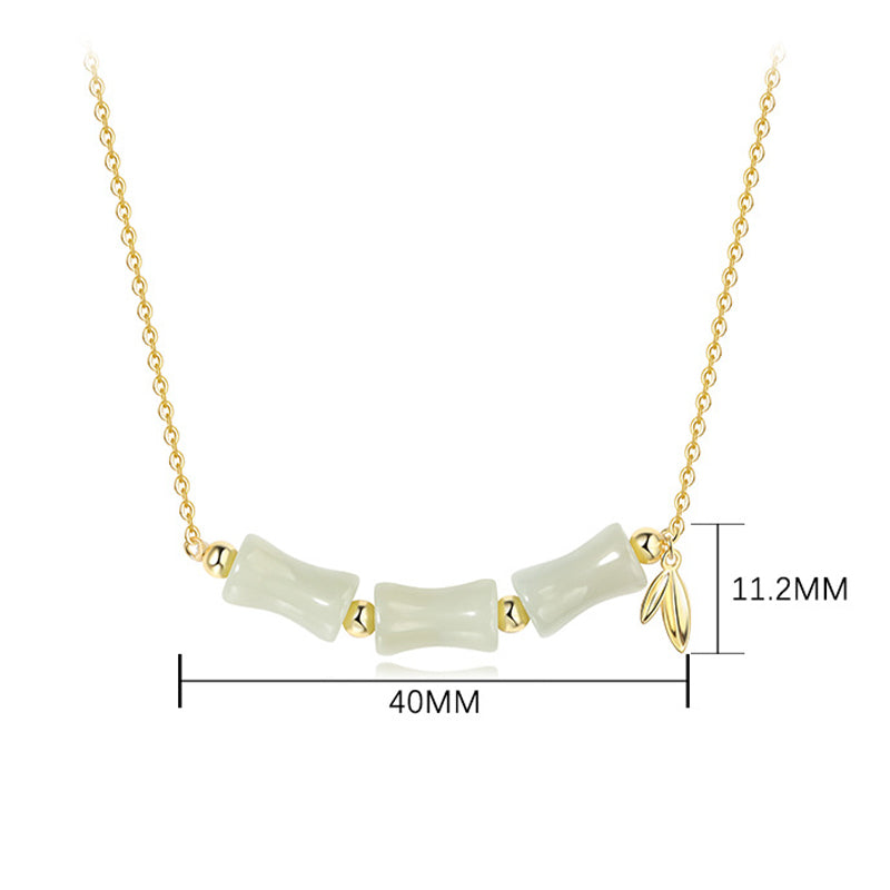 KarmaRipple's 925 Sterling Silver Hetian Jade Bamboo Fu Character Prosperity Pendant Necklace Bracelet p11