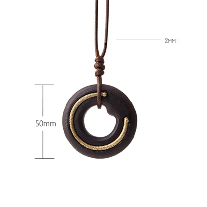 KarmaRipple's Zen Circle Ebony Wood Peace Calm Pendant Necklace p17