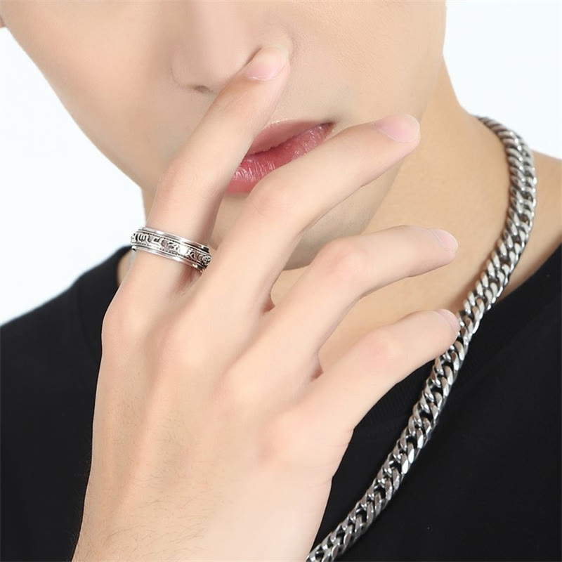 KarmaRipple's Tibetan Om Mani Padme Hum PiXiu Engraved Wealth Fortune Rotatable Ring p6