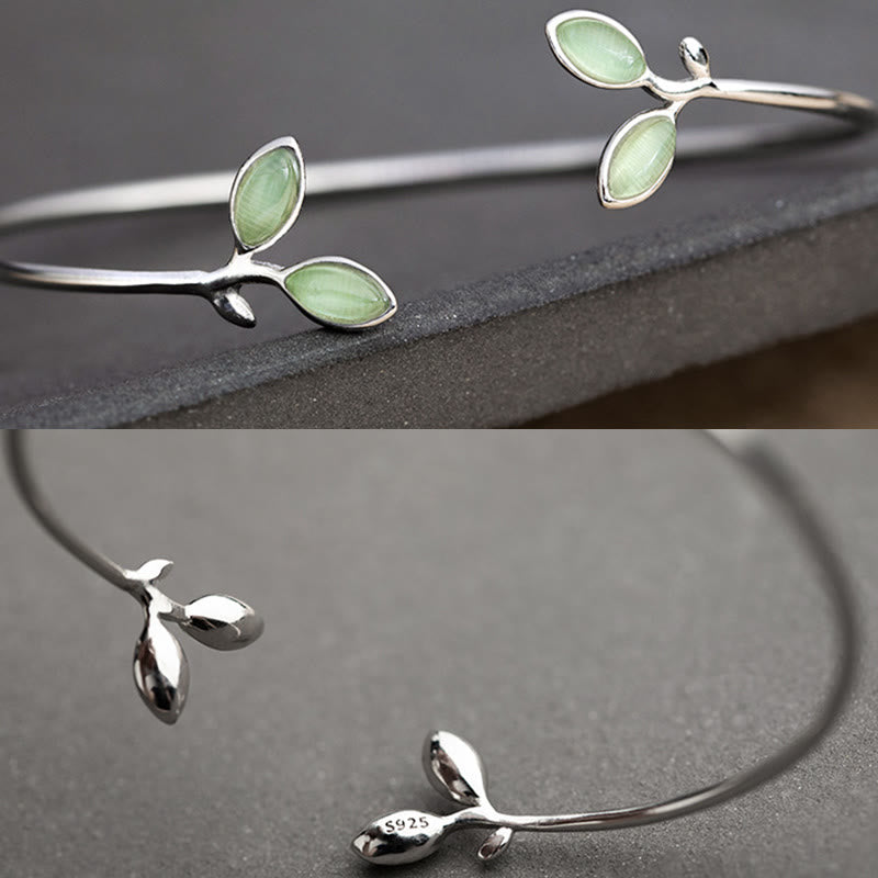 KarmaRipple's Leaf Pattern Cat Eye Support Cuff Bracelet Bangle p14