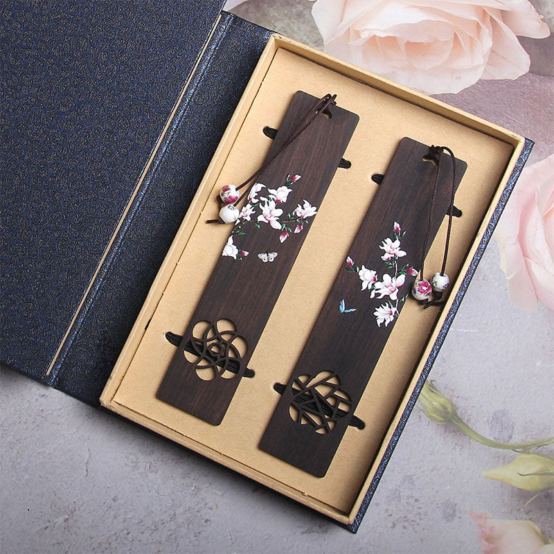 KarmaRipple's Butterfly Flower Ebony Wood Bookmarks With Gift Box p3