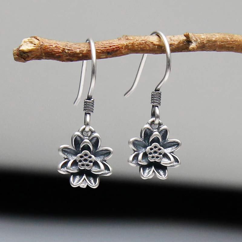 KarmaRipple's 925 Sterling Silver Lotus Flower Enlightenment Earrings p10