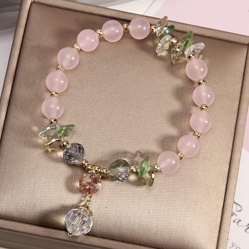 KarmaRipple's Cat's Eye Pink Gemstone Peace Talisman Bracelet p6