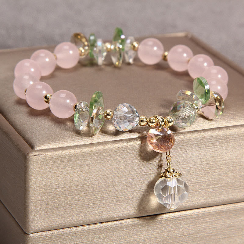 KarmaRipple's Cat's Eye Pink Gemstone Peace Talisman Bracelet p5