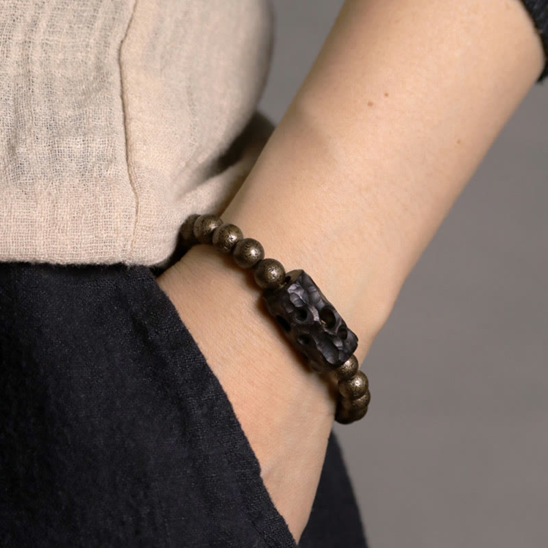 KarmaRipple's Tibet Ebony Wood Bronze Peace Balance Beaded Bracelet p2