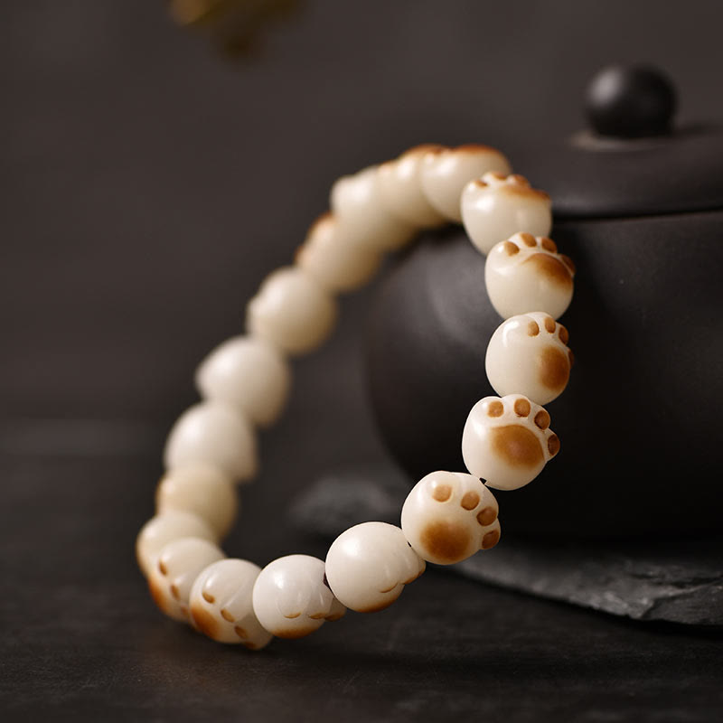 KarmaRipple's Cute Cat Paw Claw Bodhi Seed Peace Bracelet p2