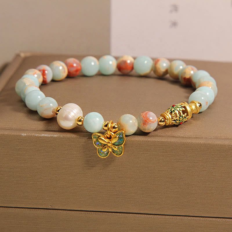 KarmaRipple's Shoushan Stone Pearl Butterfly Wealth Bracelet p2