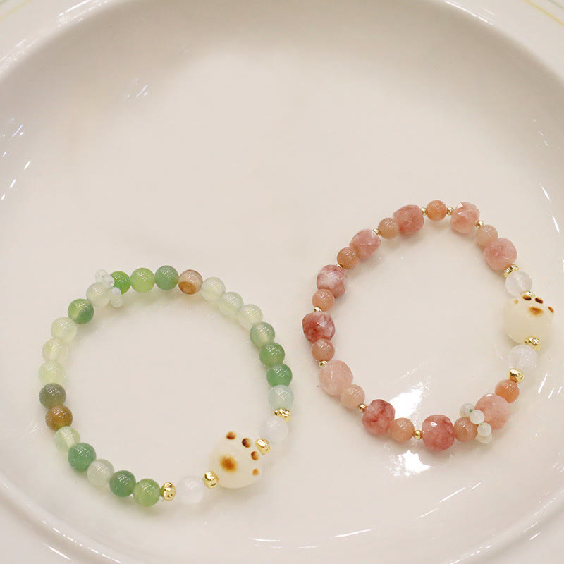 KarmaRipple's Green Agate Sun Stone Cat's Eye Bodhi Seed Cat Paw Support Bracelet p8